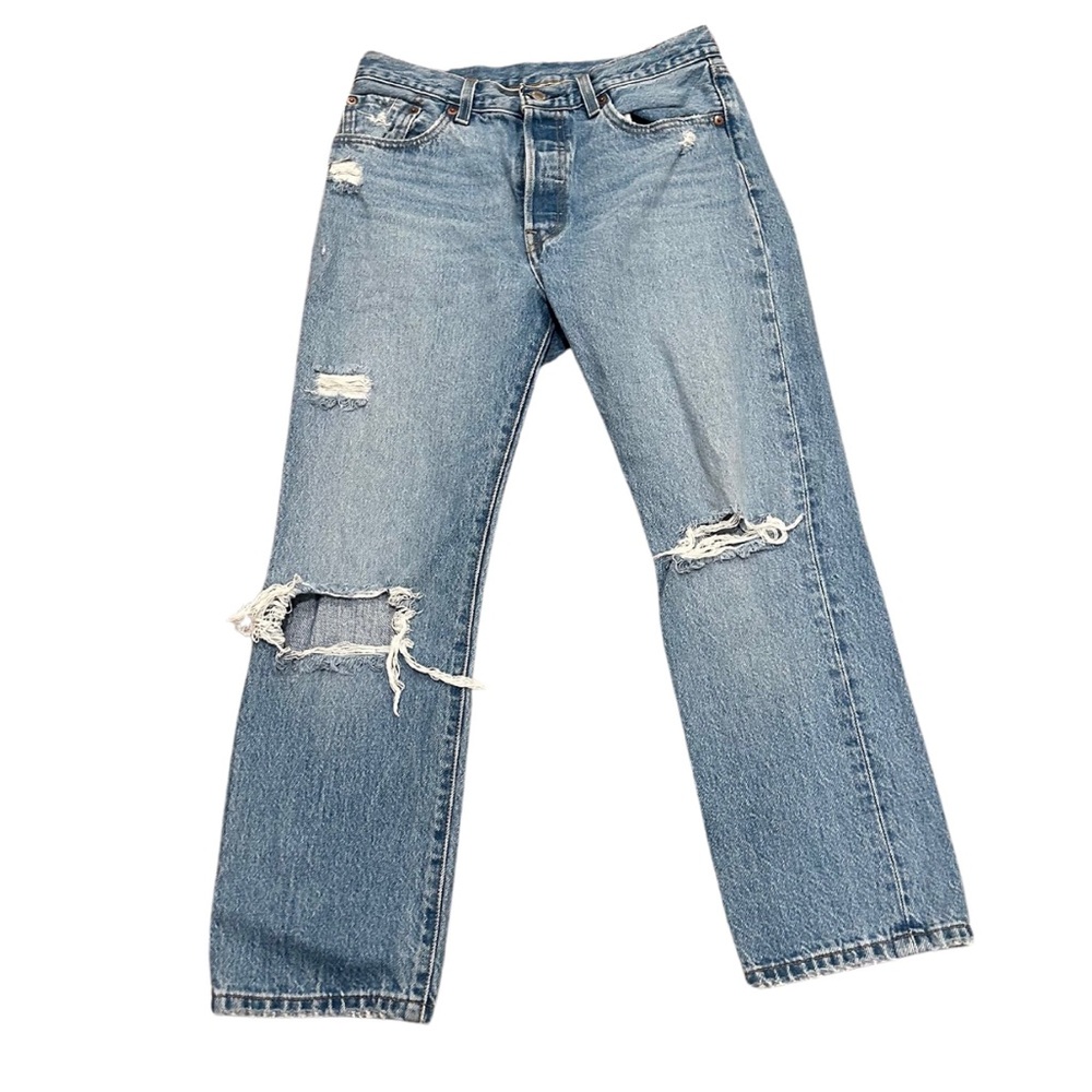 Levi’s 501 Straight Leg Jeans | Vintage Blue Distressed | W28 x L26